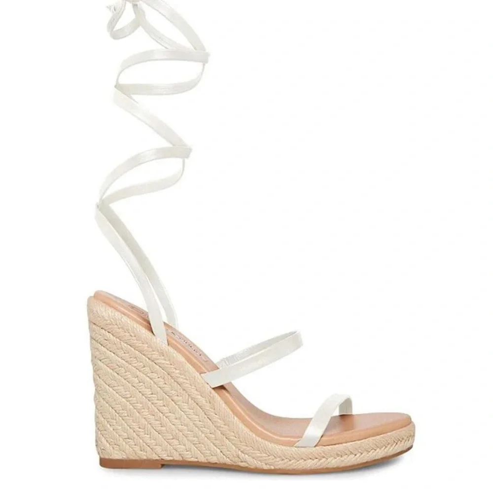 Chelsea and violet. White Wrap Espadrille Wedge  BLACK FRIDAY DEALS